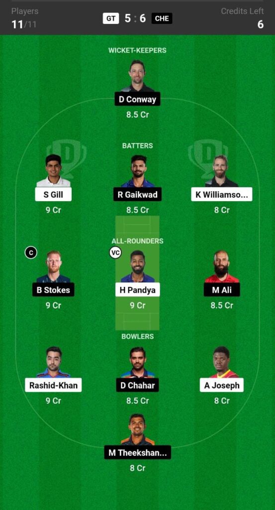 csk vs gt dream 11 team